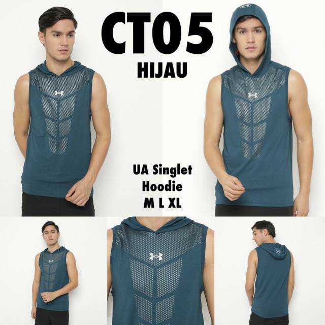 Singlet Hoodie/ baju lari/ baju fitnes/ baju olahraga