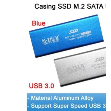 Ssd m2 enclosure m-tech sata ngff usb 3.0 5Gbps aluminum - Casing m.2 b-key external