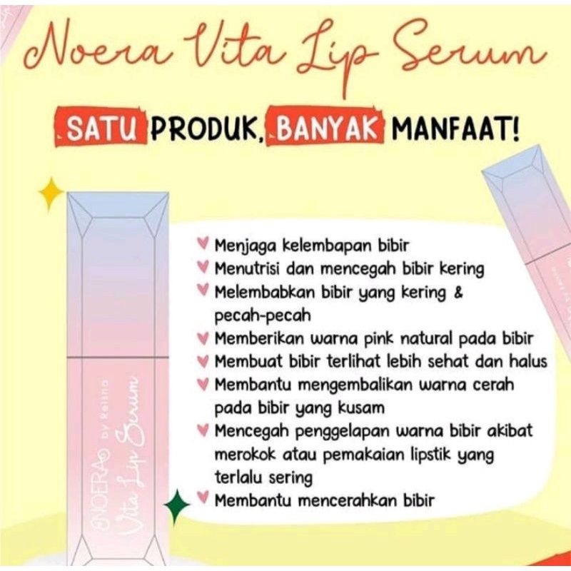 NOERA VITA LIP SERUM WATERMELON MOISTURIZING LIP BALM SCRUB Pelembab, Pencerah Pemerah Bibir PINK alami