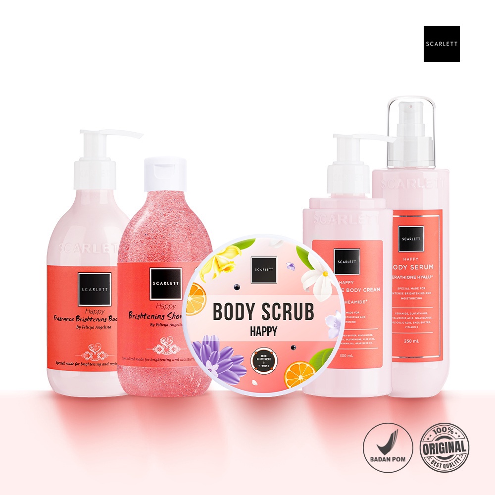 SCARLETT WHITENING / SCARLET WHITENING Body Lotion Serum Lulur Shower Scrub BRIGHTLY ACNE ROMANSA POME CHARMING FRESHY JOLLY