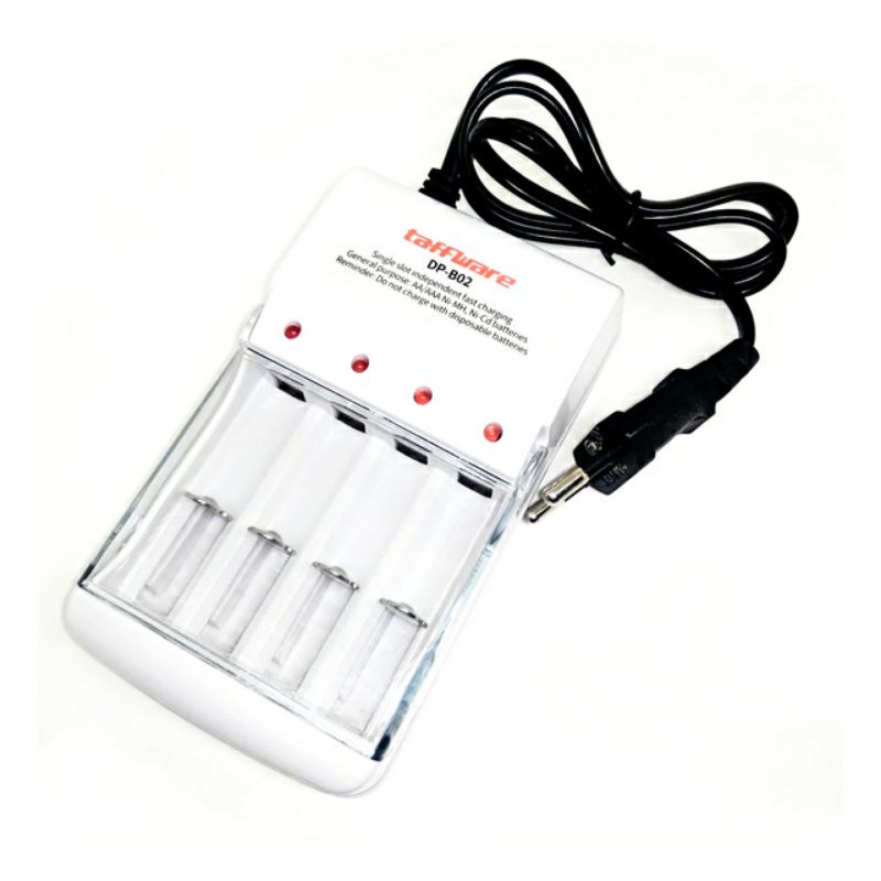 EU Plug / USB Charger 4 Slot Baterai 1.2V AAA A3 - AA A2 Ni-MH Ni-CD Battery