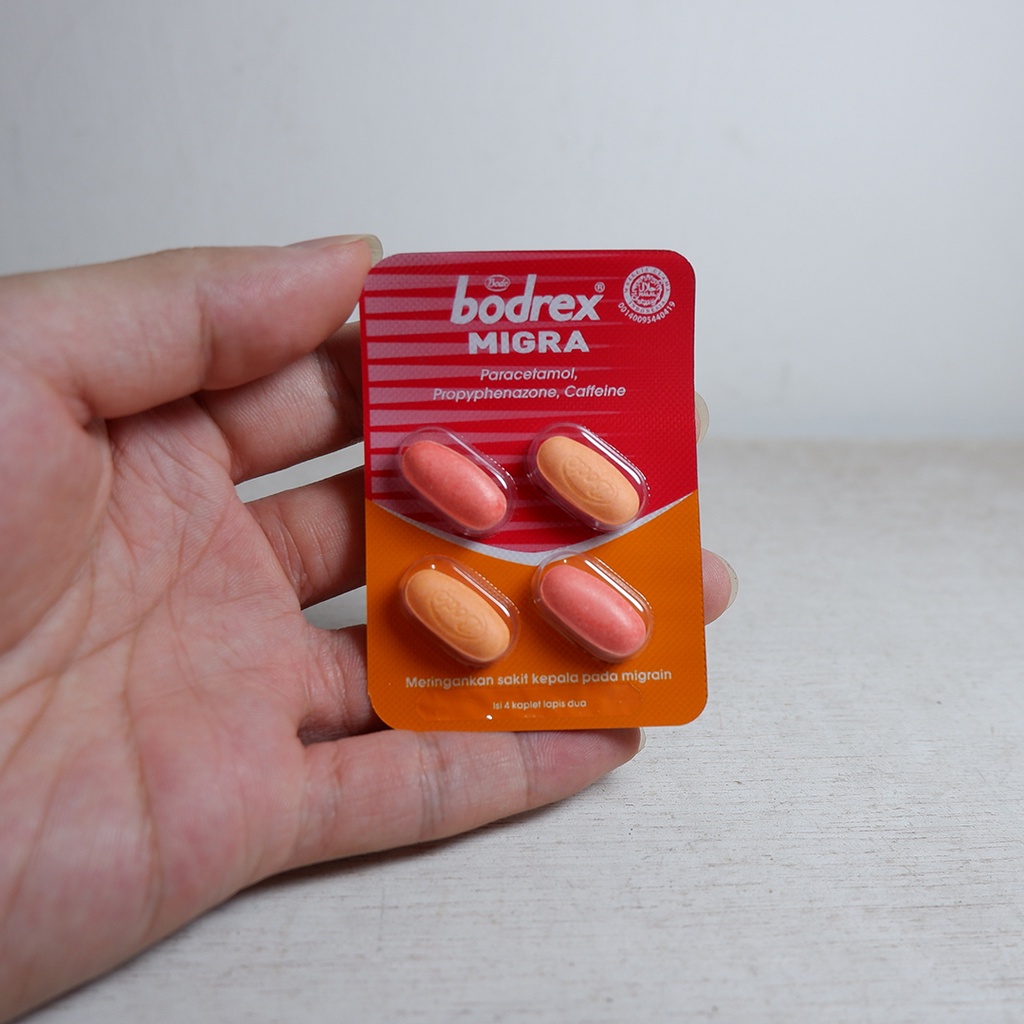 Obat Sakit Kepala Migrain Murah Bodrex Migra 4 Kaplet Lapis Dua