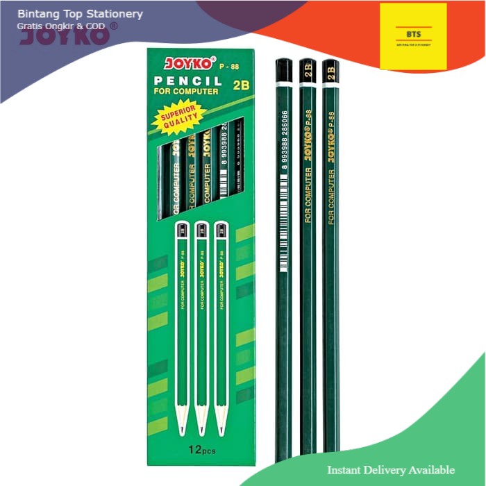 

[BTS] Pensil 2B JOYKO P88 P-88 Hijau / Pencil 2B (12pcs)