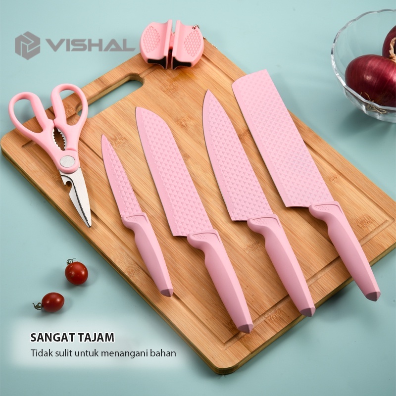 VISHAL Diamond Knives Set Pisau Berlian Cookware Pisau Dapur Anti Lengket VS-1844