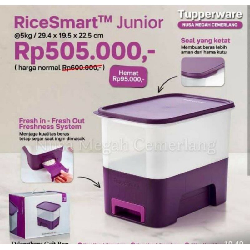Rice smart junior tupperware ukuran 5kg / tempat penyimpnan beras