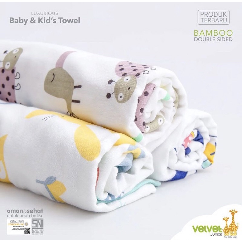 Ohanababy.id VELVET JUNIOR BABY & KID'S BAMBOO DOUBLE SIDED TOWEL / HANDUK BAYI-3