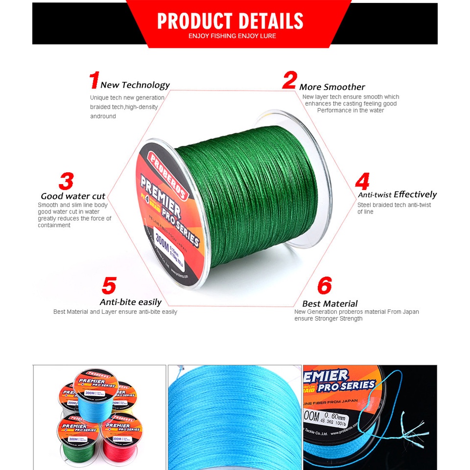 TaffSPORT Proberos Premier Pro Series Benang Pancing Braided 300M