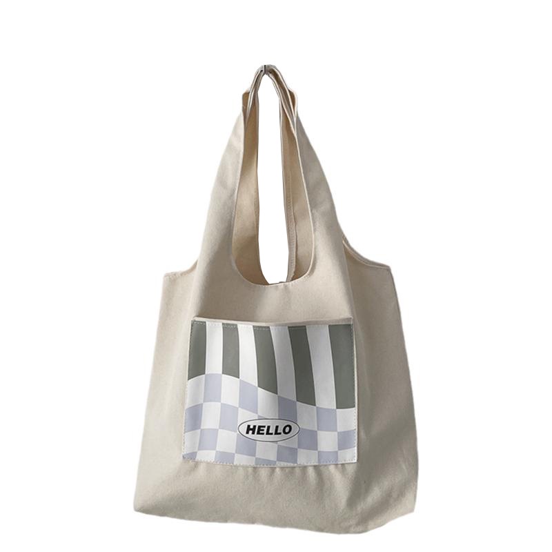 FINOM DARA - Tote Bag Drill Sablon Hello Unisex Premium