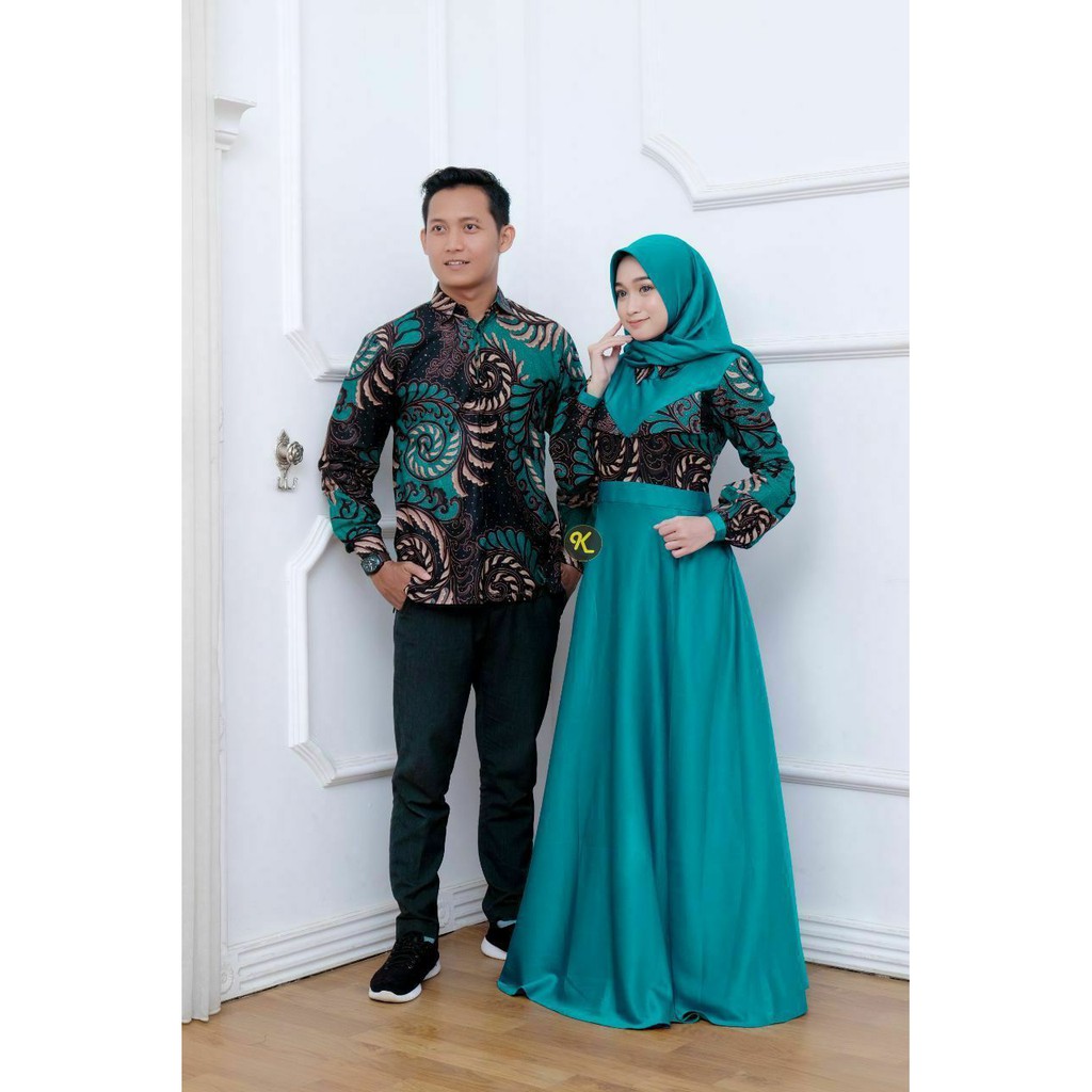 TERMURAH!! COUPLE KONDANGAN GAMIS SYARI BATIK KOMBINASI VELVET KEMEJA LENGAN PANJANG MODERN TERBARU