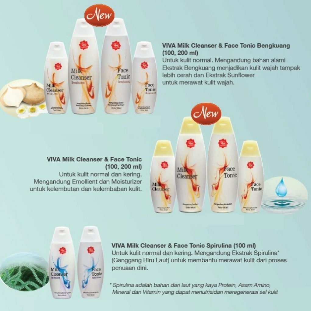 VIVA MILK CLEANSER,FACE TONIC,HAND BODY BPOM