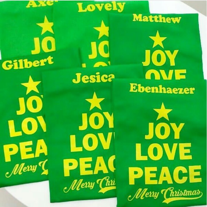 GRATIS CUSOM NAMA Kaos/Baju Natal Joy Love Peace Sekolah Minggu Anak Dewasa Gereja Kristiani Murah