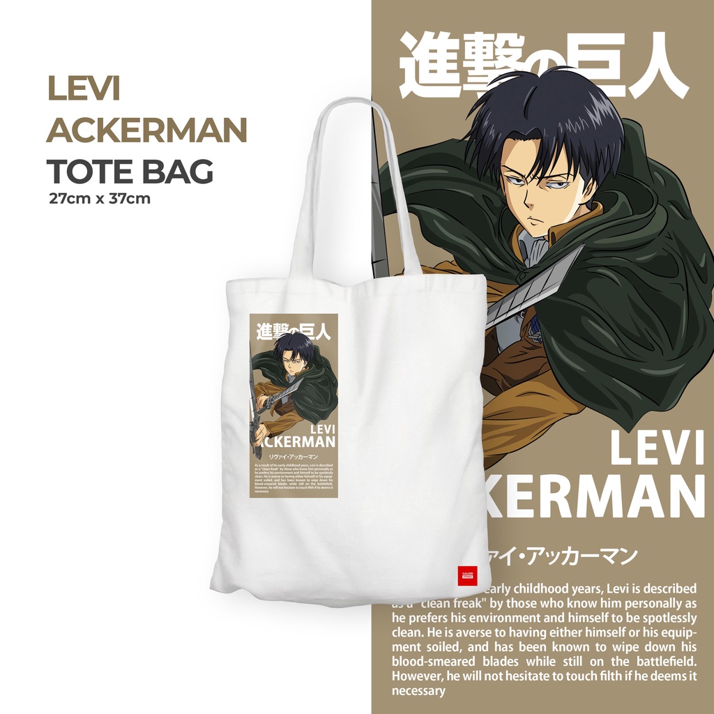 Galeri Otaku -Totebag Kanvas Eksklusif Attack on Titan Levi Ackerman