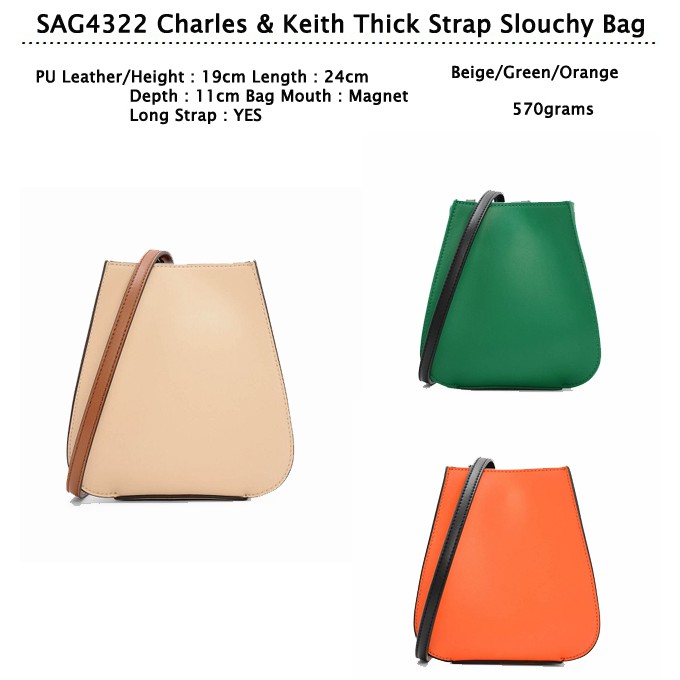 Charles & Keith Thick Strap Slouchy Bag/ TAS IMPOR MURAH/ TAS WANITA - SAG4322