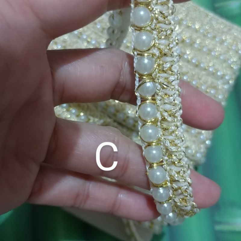 Renda Mutiara Import 2,5 CM Dan 1,8 Cm Per 1 Pak