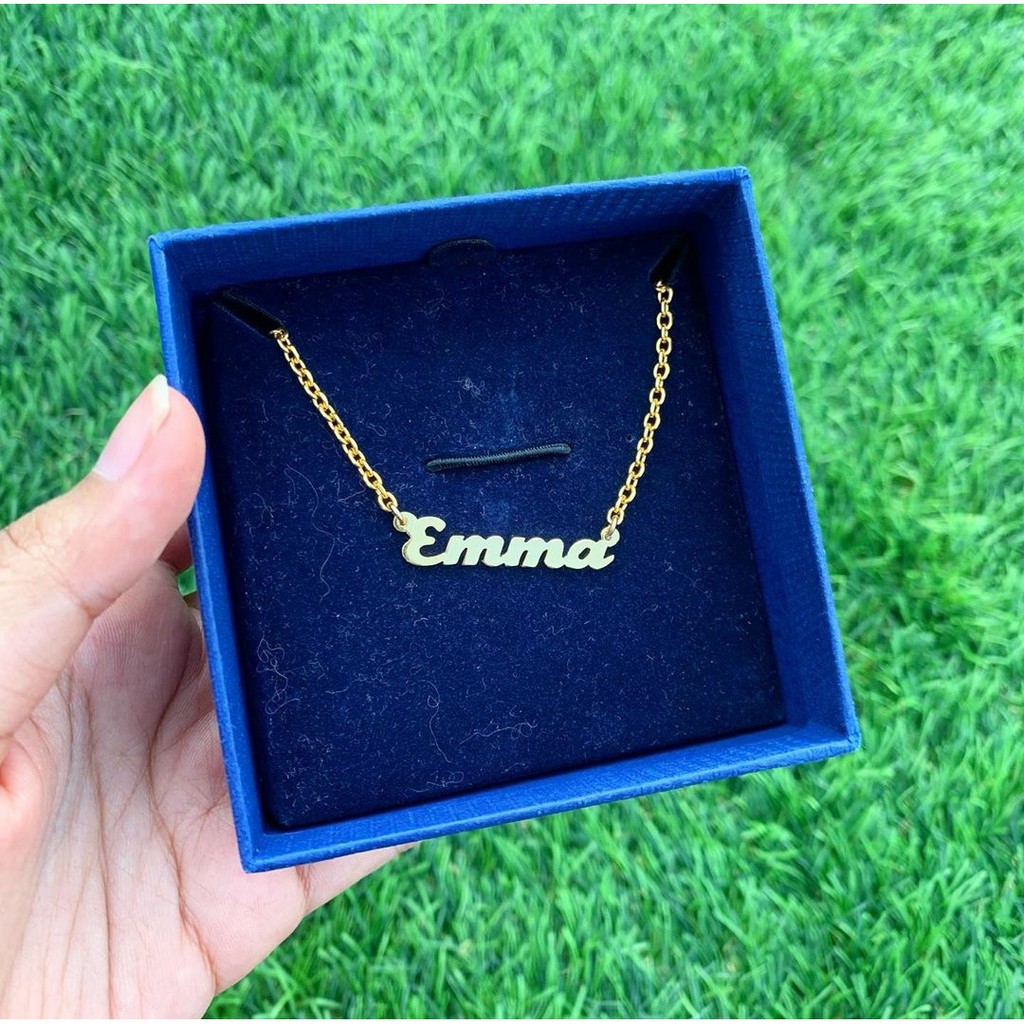 Kalung Liontin Ukir Nama Lapis Emas Anti Karat