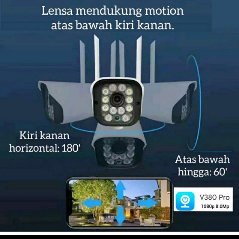 CCTV PTZ OUTDOOR PELURU 8MP ORY APLIKASI v380pro OUTDOOR FULL HD  1080P bisa MONITOR GERAK KANAN KIRI  ATAS BAWA H MANUAL