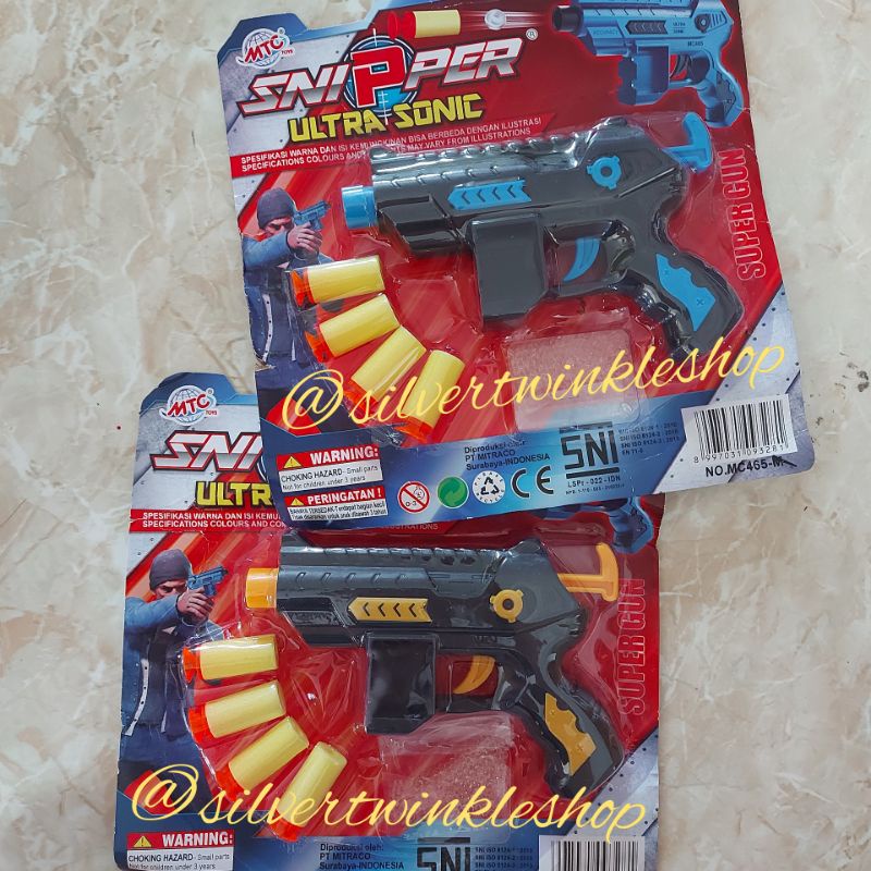 Mainan anak laki laki snipper ultra sonic / pistol tembak tembakan dan peluru busa waterbead water b