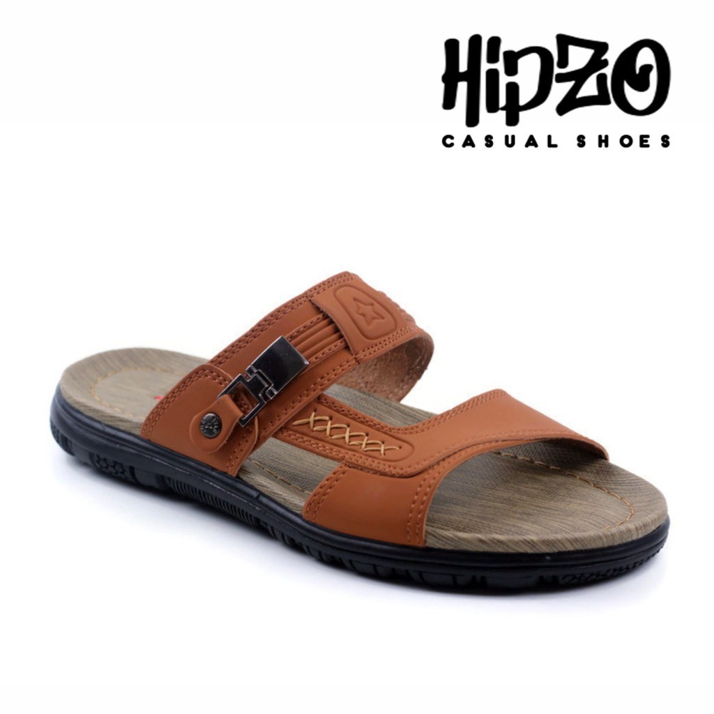 SANDAL KULIT SELOP PRIA KASUAL PELINDUNG KAKI UNTUK COWOK DEWASA ORIGINAL 100% HIPZO CT-01 SANDAL SANTAI FORMAL