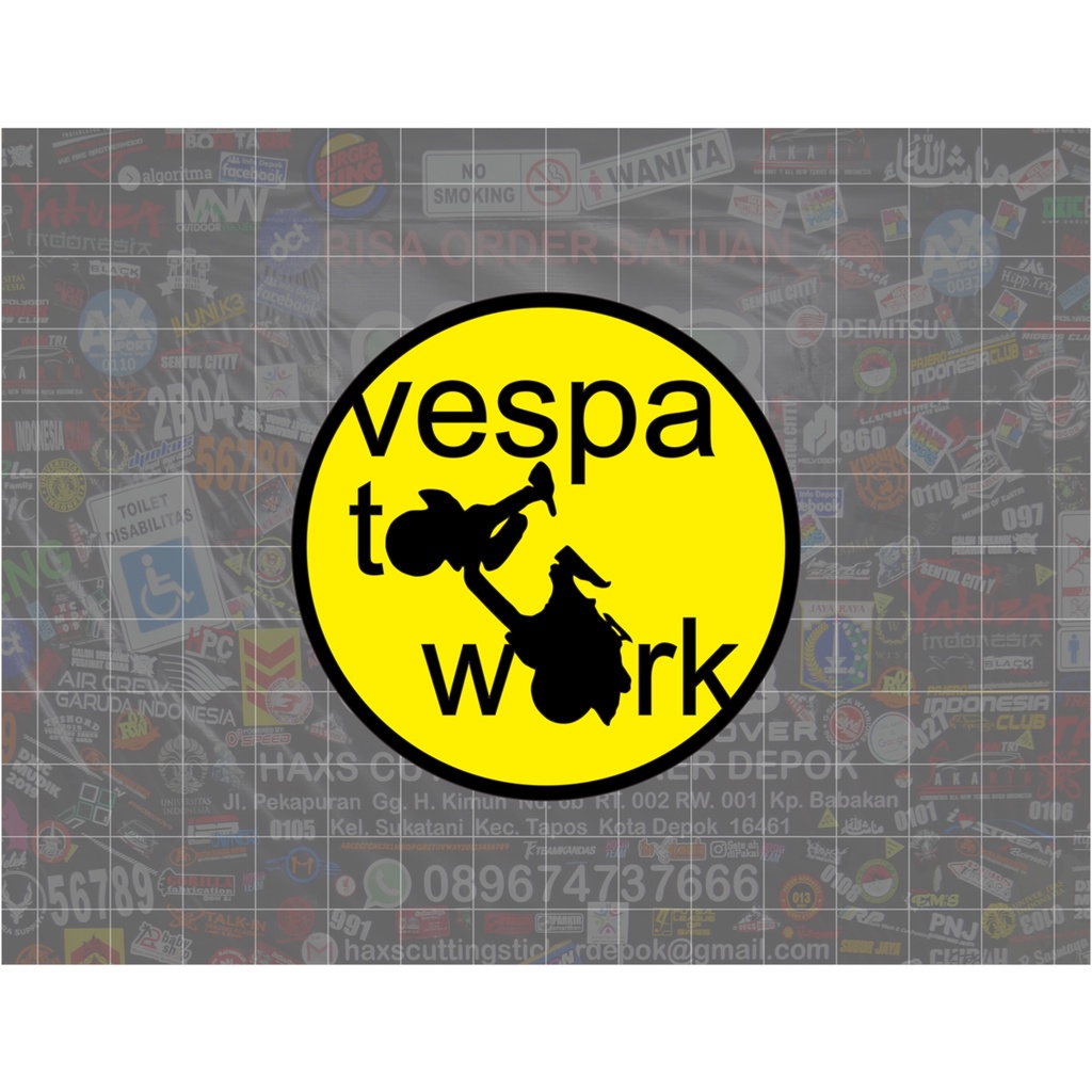 Cutting Sticker Vespa To Work Ukuran 7 Cm Untuk Motor