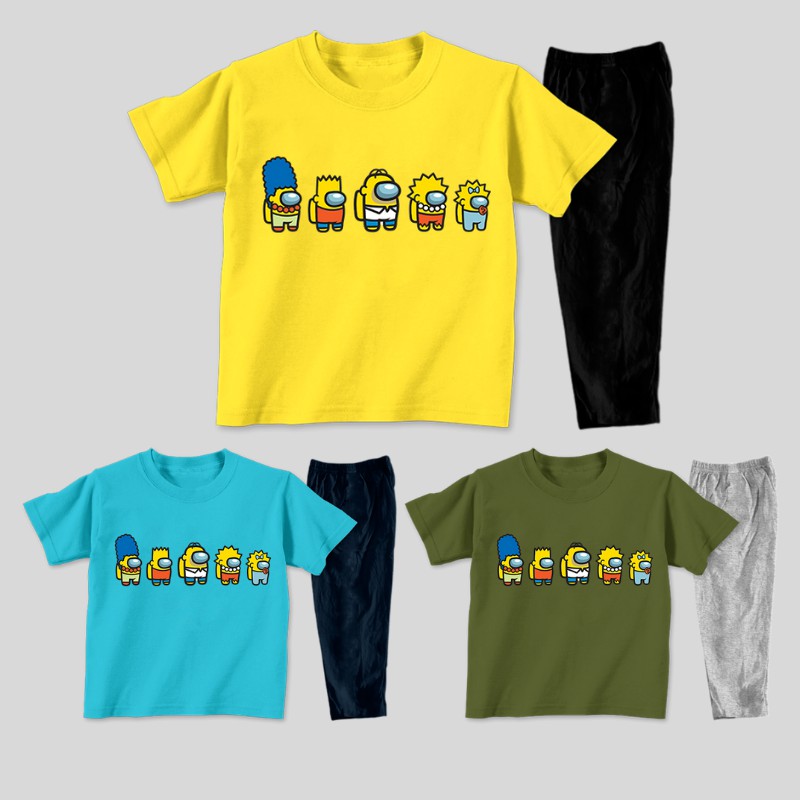 Baju Tidur Piyama Untuk Anak Usia 2-8 Tahun Gambar Among Us Unicorn Simpson Amongvenger Katun 30s