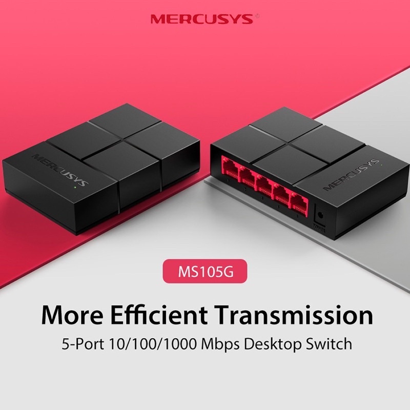 Mercusys MS105G HUB Switch 5-Port 10/100/1000Mbps 5PTOS/RJ45/PLUG and Play Desktop Switch