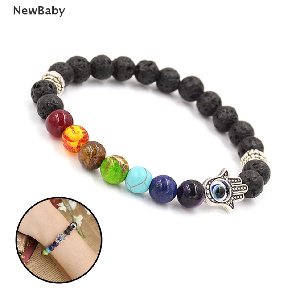 Gelang Tangan Batu Lava Kristal Chakra Reiki Healing Balancing Untuk Wanita