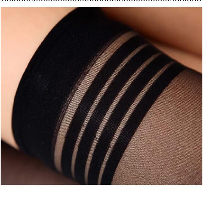 Stocking Halus Stoking Sepaha Sexy Lingerie Hitam Putih Kulit Nude - Hitam