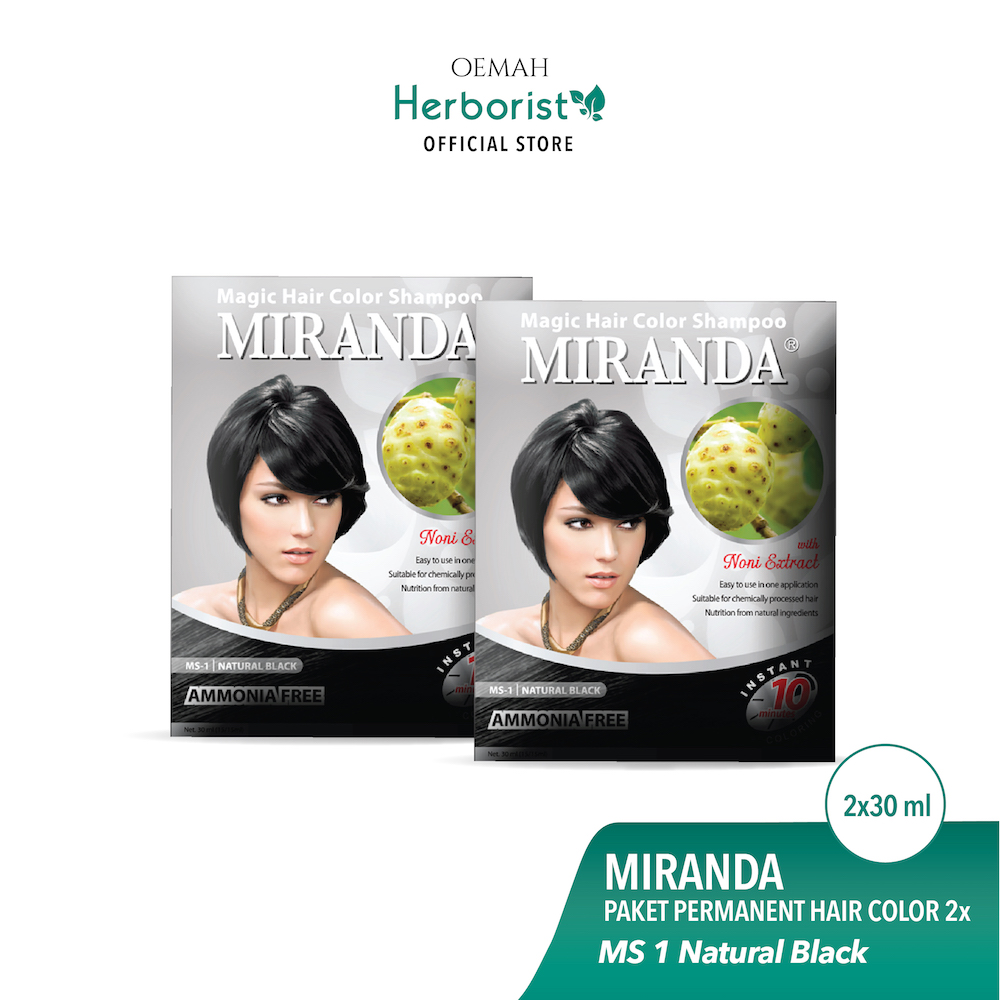 Miranda Magic Hair Color Shampoo - MS1 Natural Black 30ml x 2 pcs