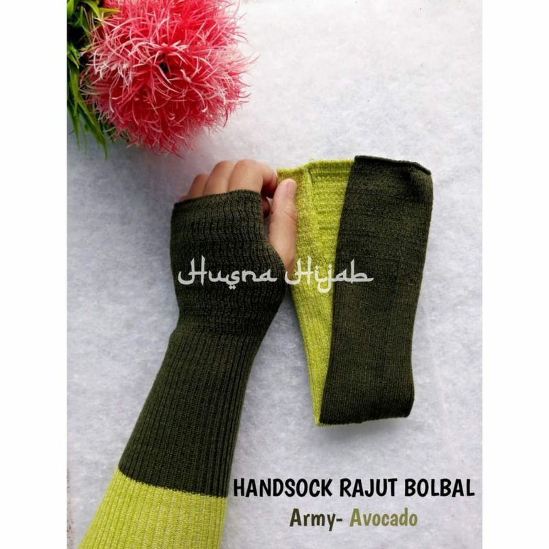 [HUSNA COLLECTION] Handsock Rajut 2 Warna / Manset Rajut Bolak Balik