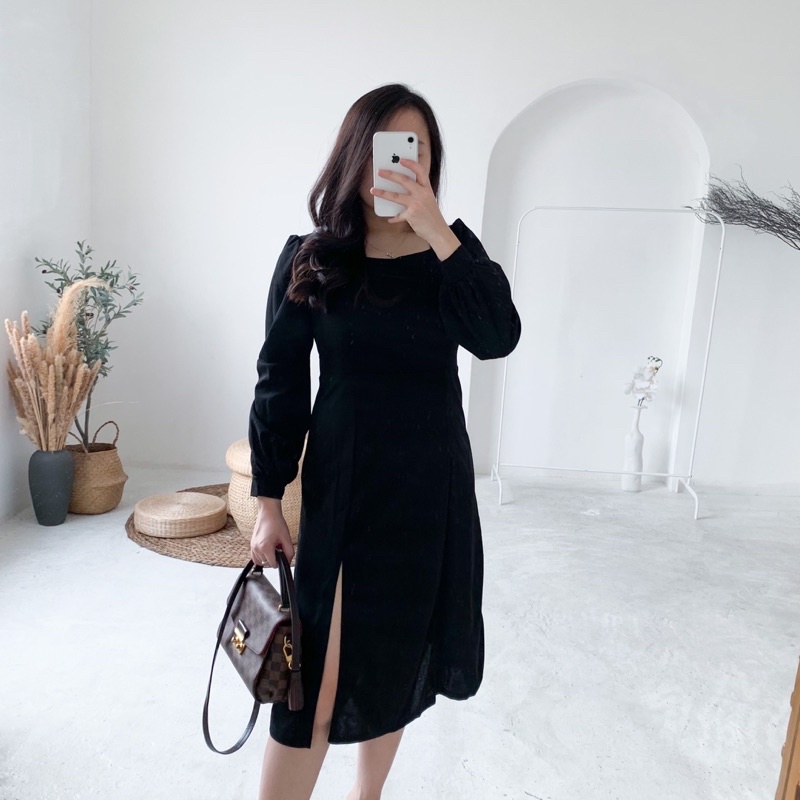 Emily Dress // Dress Lengan Panjang Dress Wanita Lengan Panjang Dress Hitam Bigsize Dress Petite Dress Kerja