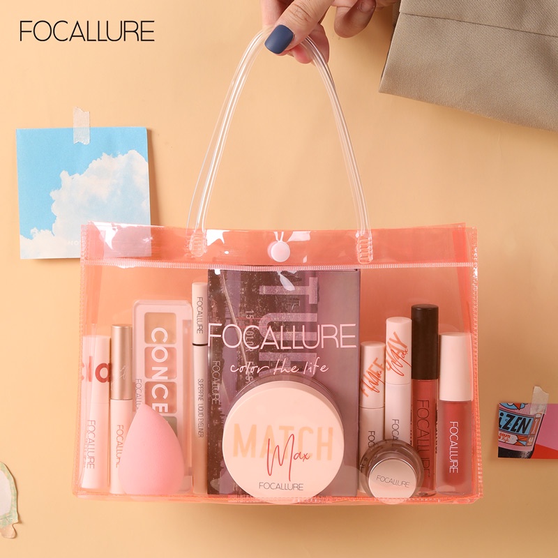 Focallure PVC Pink Handbag Cosmetics Waterproof PVC Travel Cosmetic Pouch Transparant Focalure Fucallure Focalure Foccalure