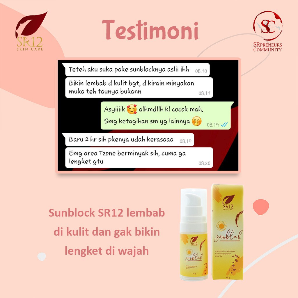 SUNCARE SR12 BPOM / SUNBLOCK SPF 25++ /SPF 30++ MENJAGA KULIT TETAP SEHAT &amp; LEMBAB SUNBLOCK WAJAH