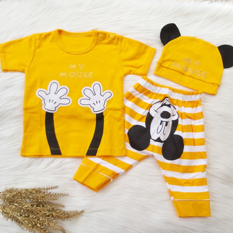 Baju Setelan anak laki laki motif karakter mickey mouse Baju Setelan baby 6-18 bulan