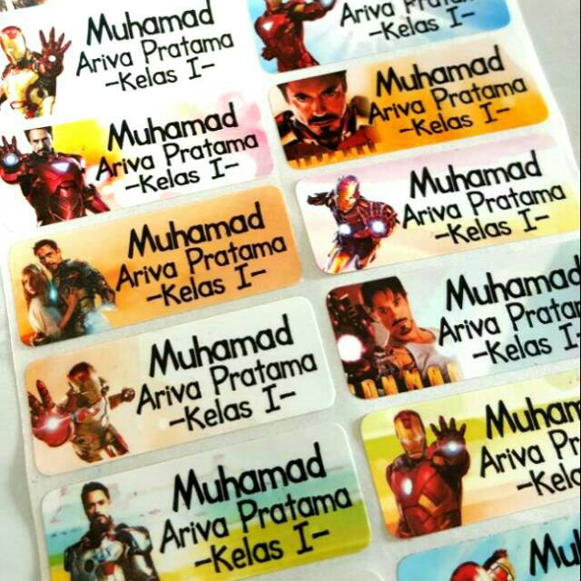 

Label nama anti air stiker waterproof Ironman