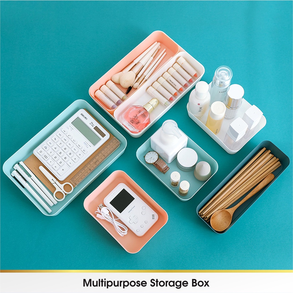 Rak Storage Drawer Kotak Pembatas Sekat Penyimpanan Laci Organizer Organiser Stationery Sendok Meja Dapur Kosmetik Sumpit Sendok Plastik