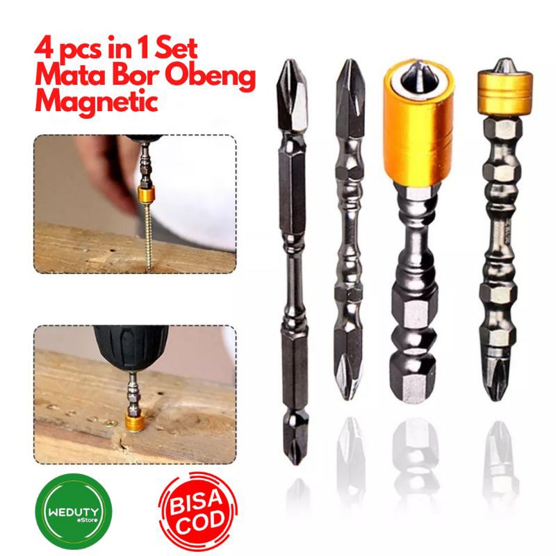 4 IN 1 SET MATA BOR OBENG MAGNET MAGNETIK PHILIPS MAGNETIC SCREW DRIVER DRILL BIT MESIN BOR LISTRIK