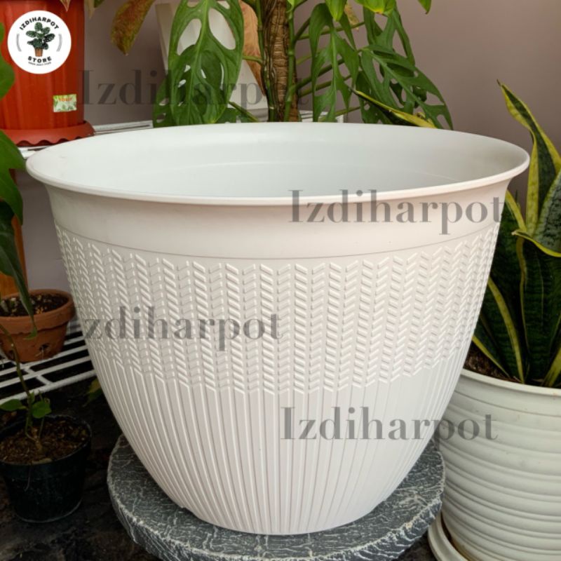 pot bunga tanaman cjp padi 40cm putih - CJP PADI 40 PUTIH 9940