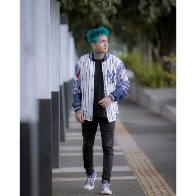 Jaket varsity baseball MLB stripe NY New york