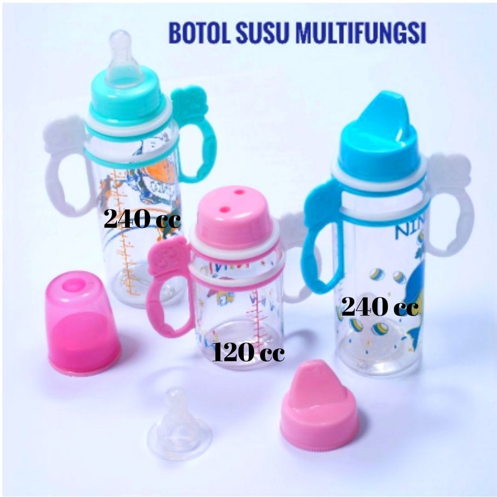 Botol Susu 3 in 1 3 Fungsi 3 Function Feeding Bottle With Handle Pegangan NINIO