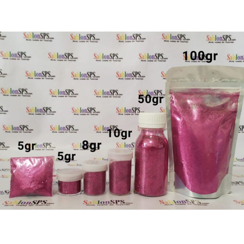 BUBUK GLITER FUSCHIA PINK GLITTER POWDER 10gr CUP BESAR