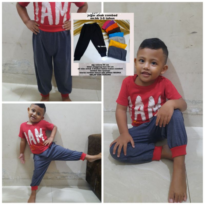 Celana panjang joger anak unisex 3-5 thn mr.kk (paket isi 3 pcs hanya 43k)