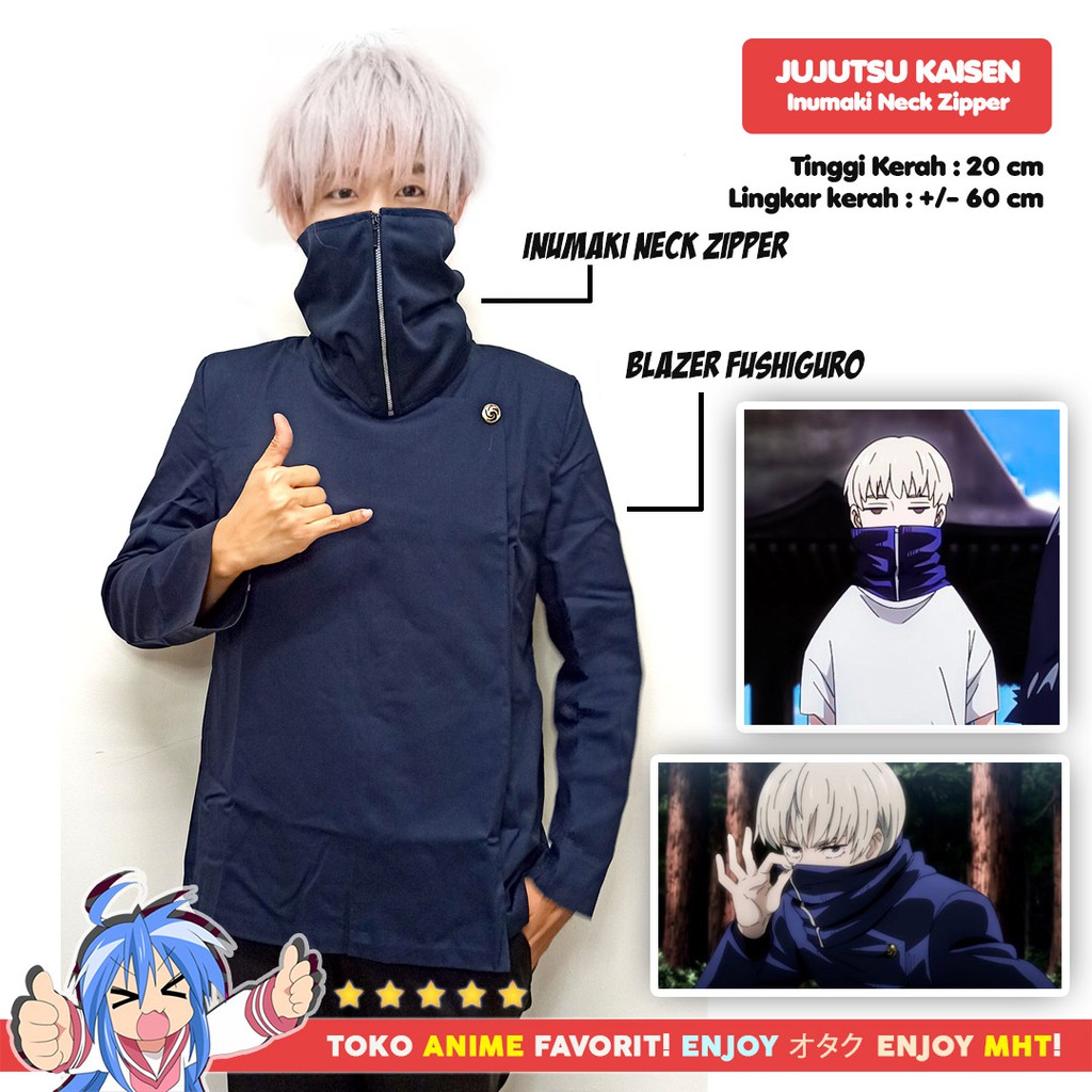 Blazer Jaket Anime Gakuran Jujutsu Kaisen Inumaki Toge With Neck Zipper Cosplay