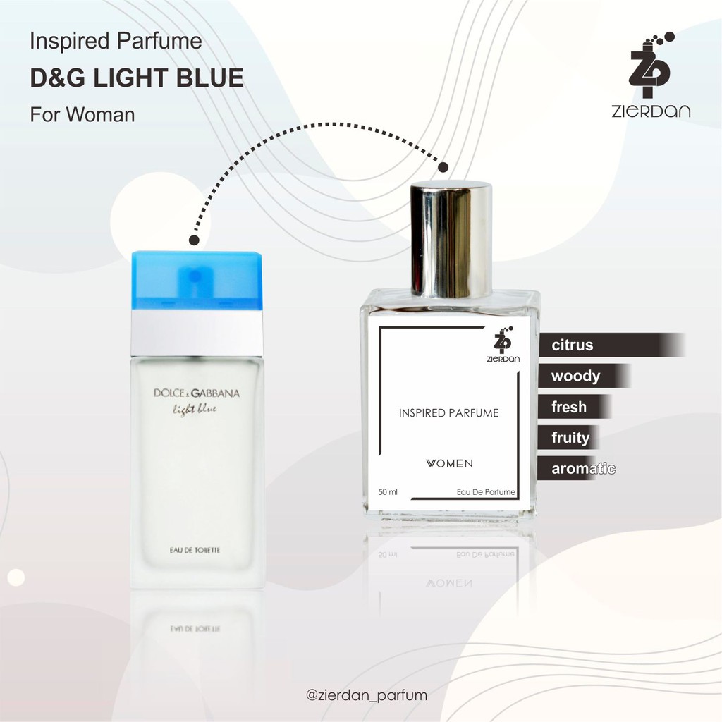 Zierdan Inspired Parfum D&amp;G Light Blue Woman Parfume Farfum Minyak Wangi Tahan Lama Wanita Cewek