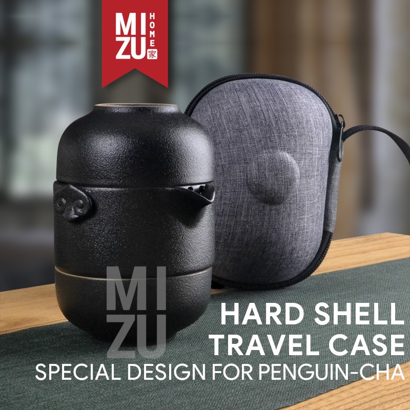 MIZU PENGUIN-CHA Dehua Ceramic Chinese Tea Travel Set Teko 2 Cangkir Carry Case-1