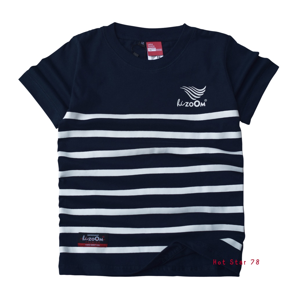 hizoom Baju Kaos Oblong Anak Laki Laki Motif Salur Stripe Umur 1-12 Tahun Bahan Katun