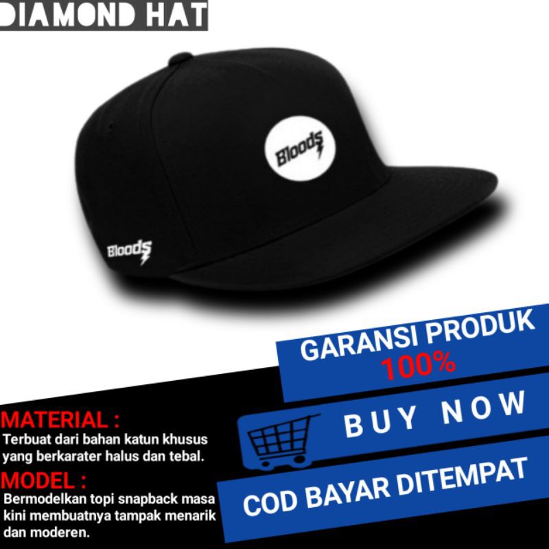 TOPI PRIA WANITA DISTRO ORIGINAL BASEBALL SNAPBACK NBA KOREA TALI PANJANG KEREN BLOODS A2
