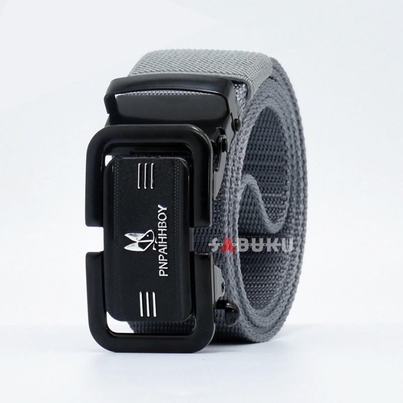 ✅ COD KUMA Ikat Pinggang Pria Canvas Stylish Metal Men Belt Detector Kepala Logam Besi -046