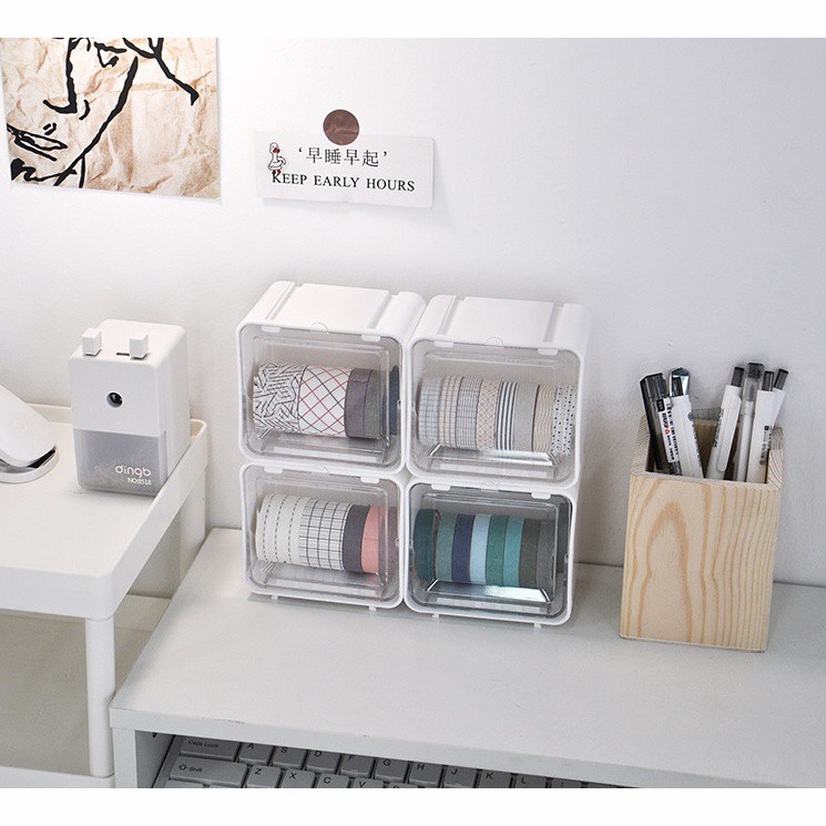 

Mini Tape Storage Box Kotak Washi Tape Japanese Style White