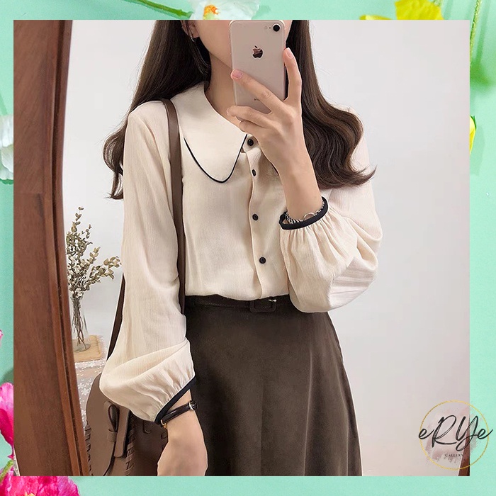 Linda Top - Atasan Kemeja Wanita Cantik Lucu Model Korea kekinian / Blouse Korean Style Wanita / Baj
