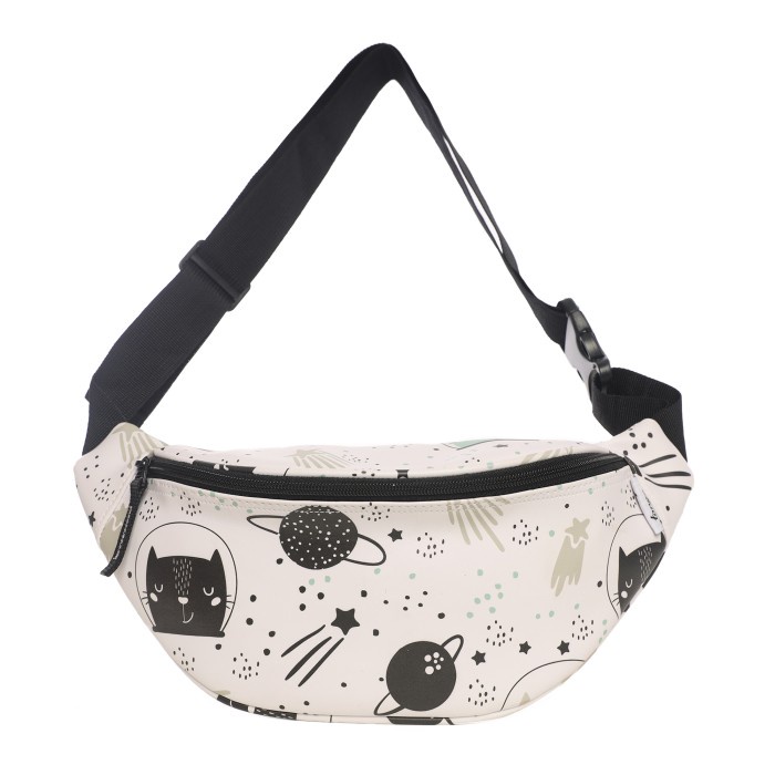 tas anak laki laki selempang waistbag white galaxy cat tas sekolah anak perempuan terlaris travel ba